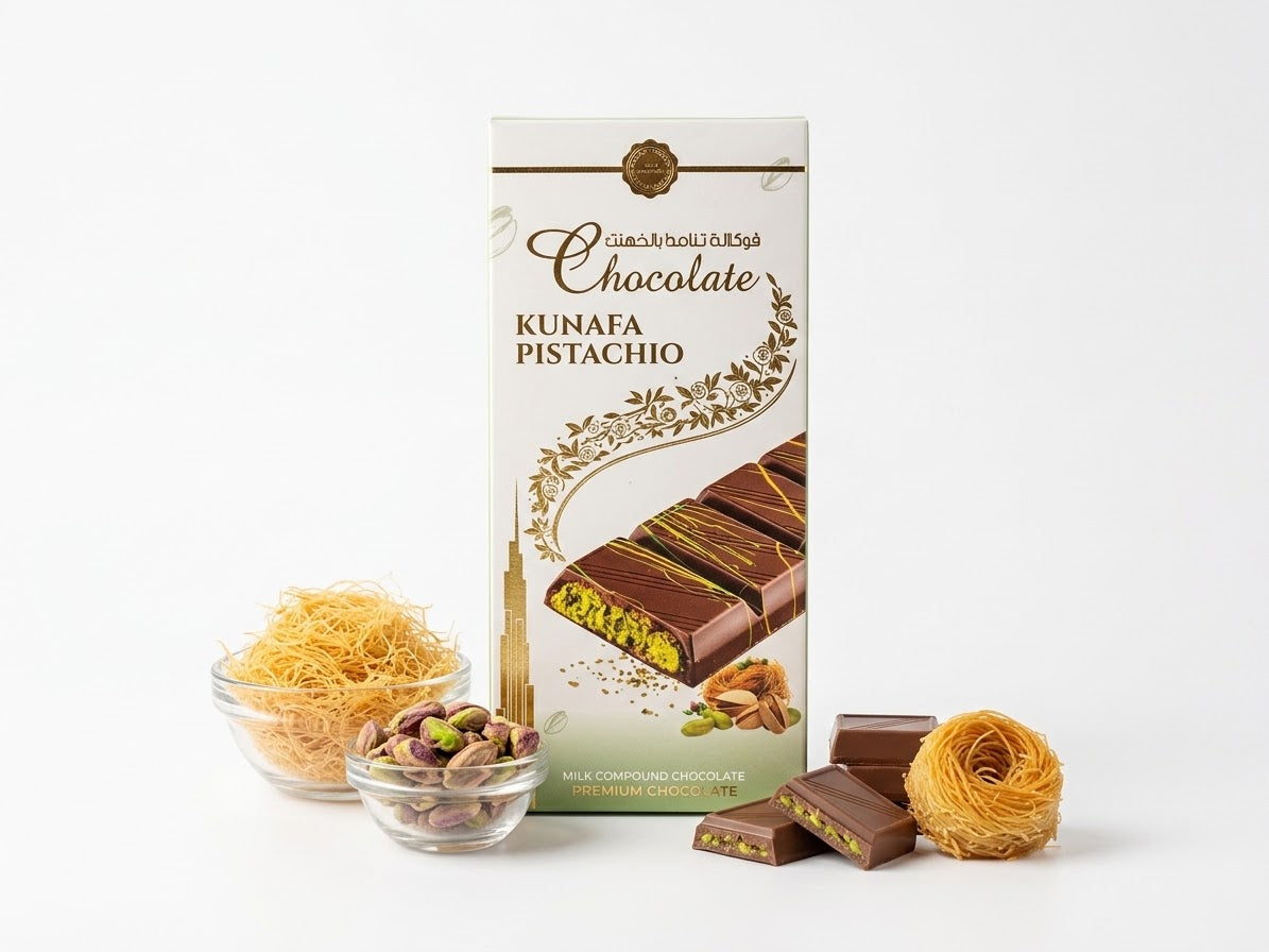 Tablette de Chocolat de Dubaï au Kunafa et Pistache _ 100 grs