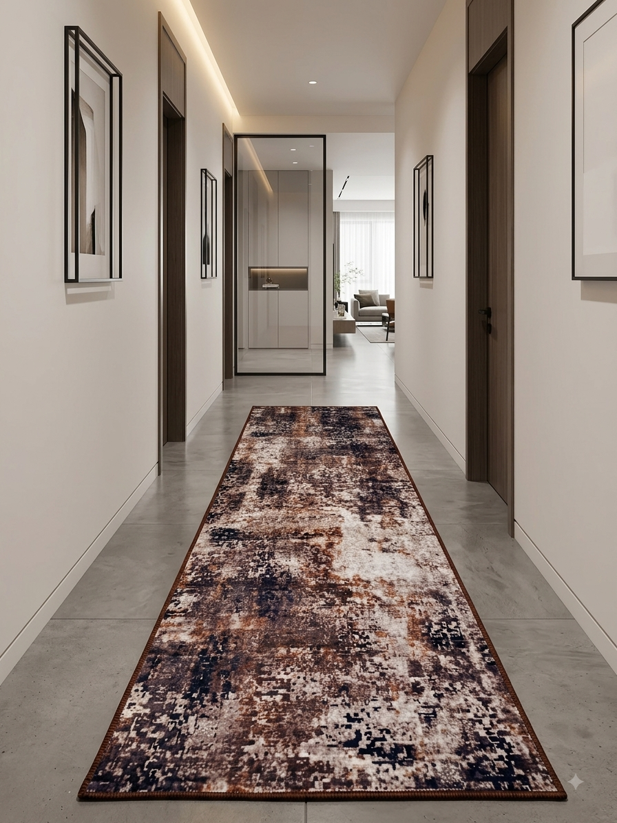 Tapis de Couloir Tissé Abstrait "Astra" - 180 x 60 cm