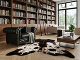 Tapis Fausse Peau de Vache Tacheté Marron et Blanc - 125x100 cm _ TP543