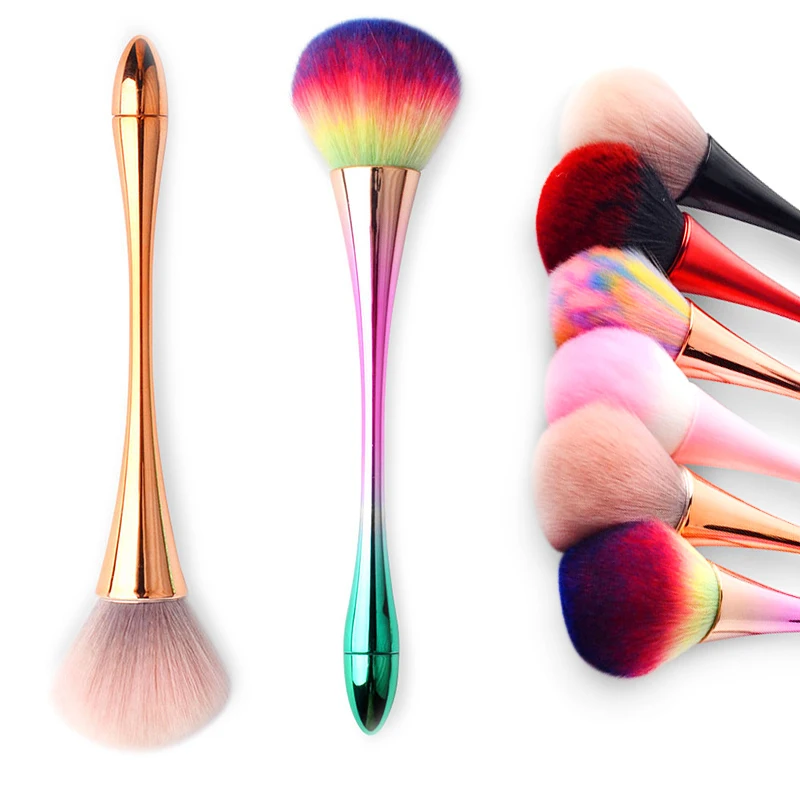 Pinceau Poudre XL Magique - Manche Métallisé Ergonomique & Poils Multicolores