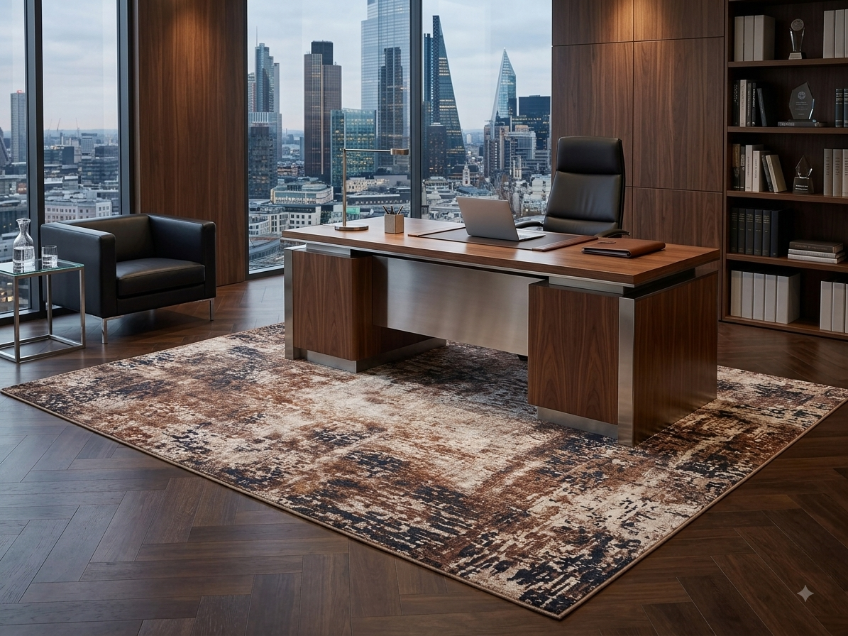 Tapis Woven Abstrait Bronze & Carbon — 240 × 150cm