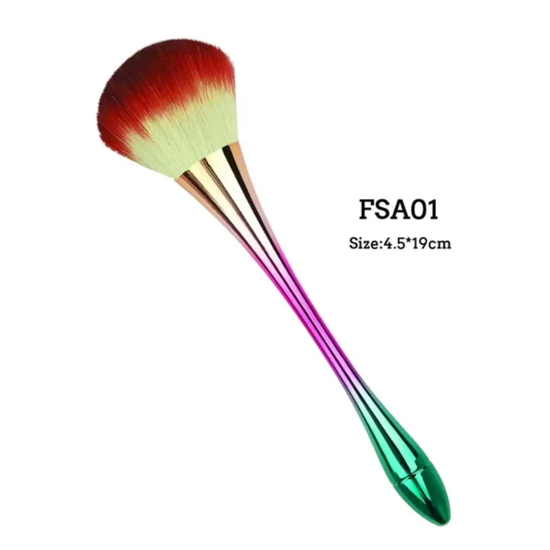Pinceau Poudre XL Magique - Manche Métallisé Ergonomique & Poils Multicolores