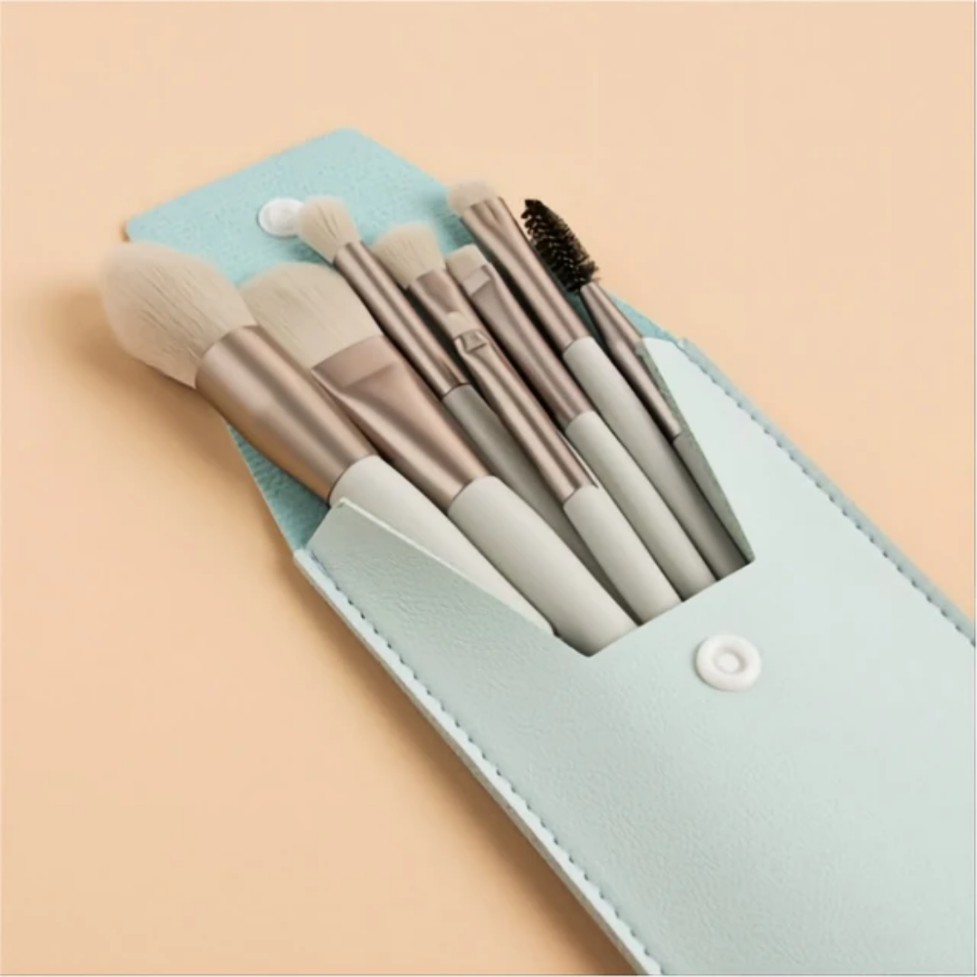Mini Kit de 8 Pinceaux de make-up Maquillage & Pochette Kit de Voyage