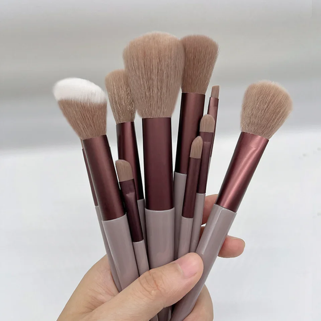 Set Professionnel 13 Pinceaux de Maquillage & Pochette Velours - Collection "Rose Gold"