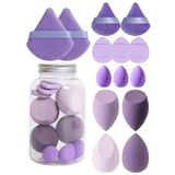 Set Ultime de Éponges de Maquillage & Houppettes Velvet (14 pièces) - Bocal de Rangement Offert