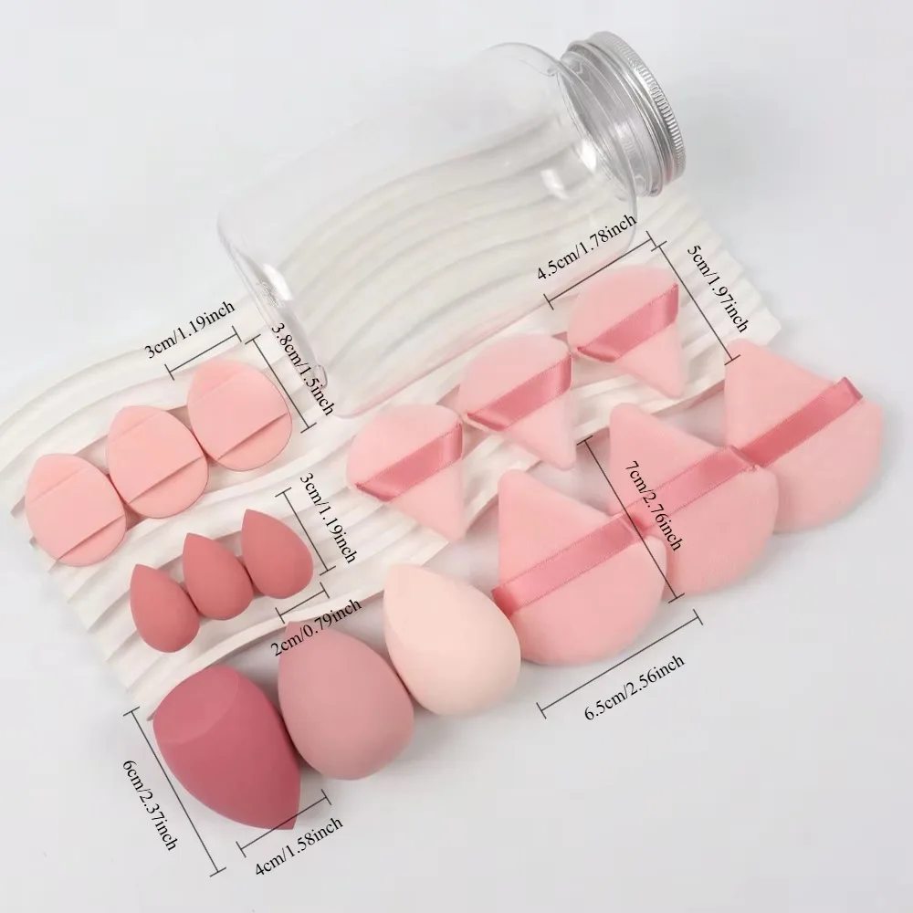 Set Ultime de Éponges de Maquillage & Houppettes Velvet (14 pièces) - Bocal de Rangement Offert