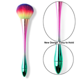 Pinceau Poudre XL Magique - Manche Métallisé Ergonomique & Poils Multicolores