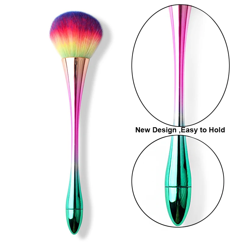 Pinceau Poudre XL Magique - Manche Métallisé Ergonomique & Poils Multicolores