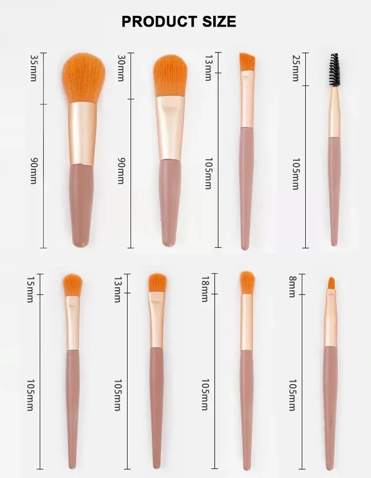 Mini Kit de 8 Pinceaux de make-up Maquillage & Pochette Kit de Voyage