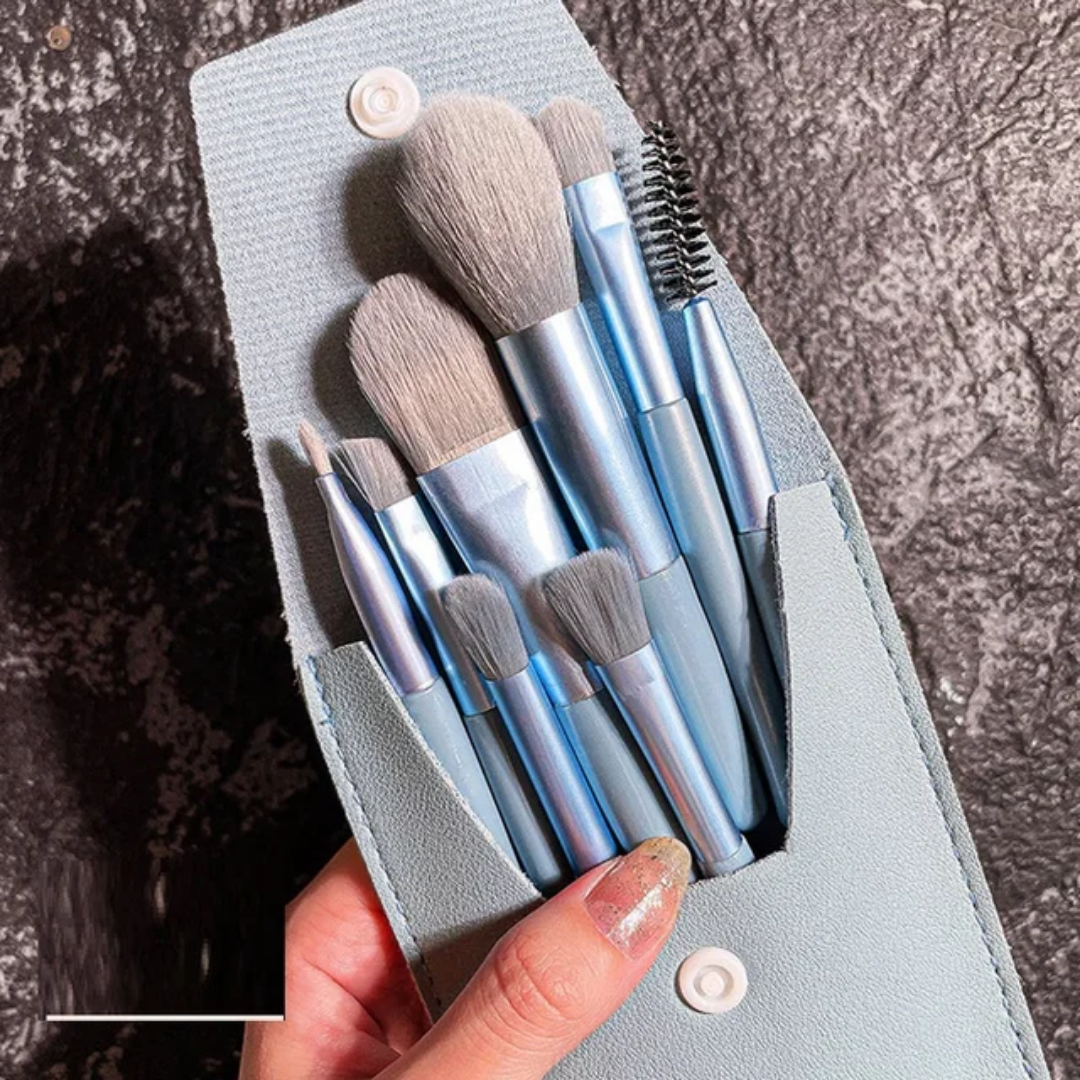 Mini Kit de 8 Pinceaux de make-up Maquillage & Pochette Kit de Voyage