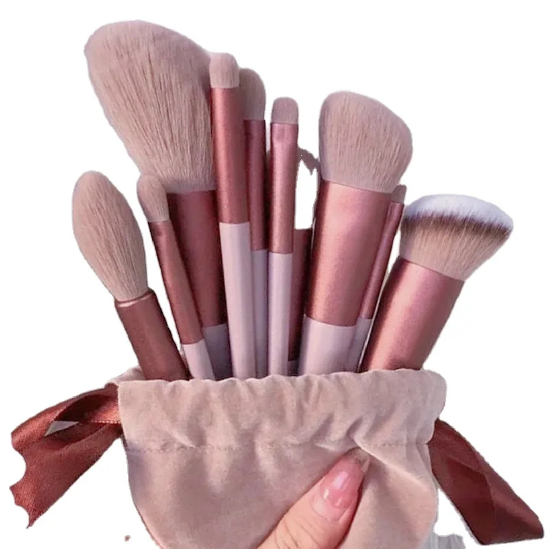 Set Professionnel 13 Pinceaux de Maquillage & Pochette Velours - Collection "Rose Gold"