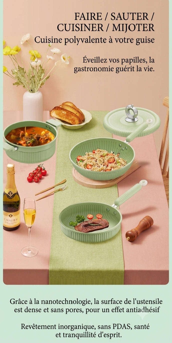 Set de cuisine complet "Urban Lady" - DSTT DSLXSHTZ3, Revêtement Céramique Antiadhésif - 3 Pièces