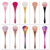 Pinceau Poudre XL Magique - Manche Métallisé Ergonomique & Poils Multicolores