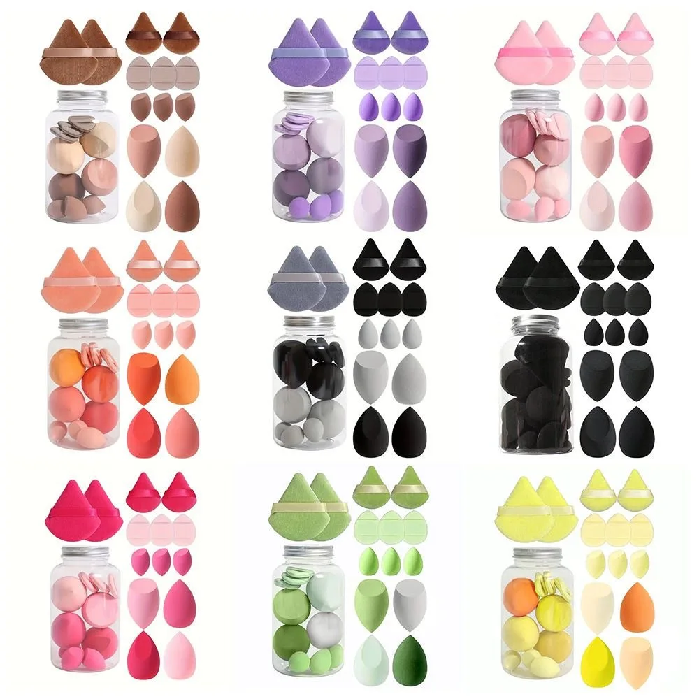 Set Ultime de Éponges de Maquillage & Houppettes Velvet (14 pièces) - Bocal de Rangement Offert