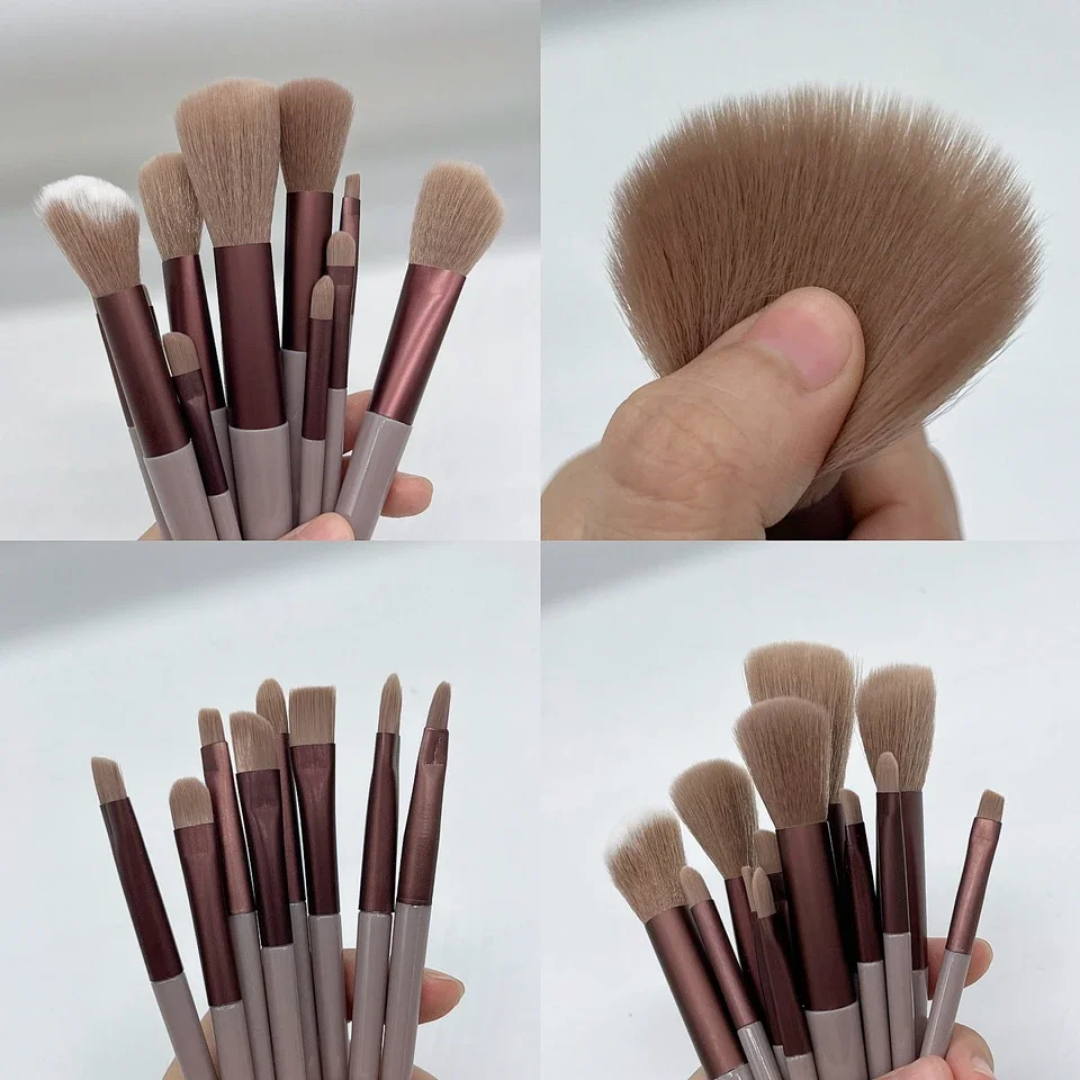Set Professionnel 13 Pinceaux de Maquillage & Pochette Velours - Collection "Rose Gold"