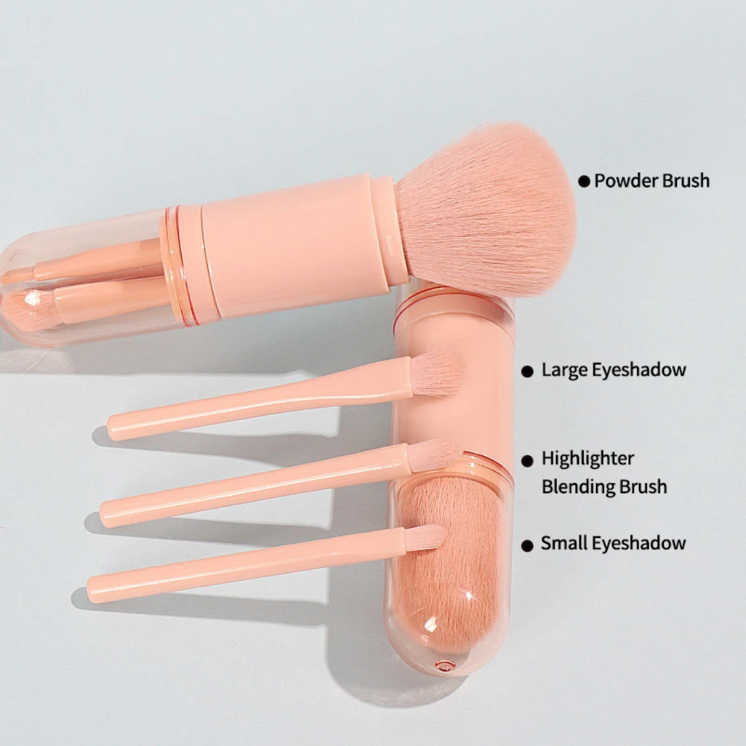 Pinceau de Maquillage Multi-Fonctions 4-en-1 - Design Capsule de Voyage