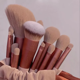 Set Professionnel 13 Pinceaux de Maquillage & Pochette Velours - Collection "Rose Gold"
