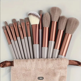 Set Professionnel 13 Pinceaux de Maquillage & Pochette Velours - Collection "Rose Gold"