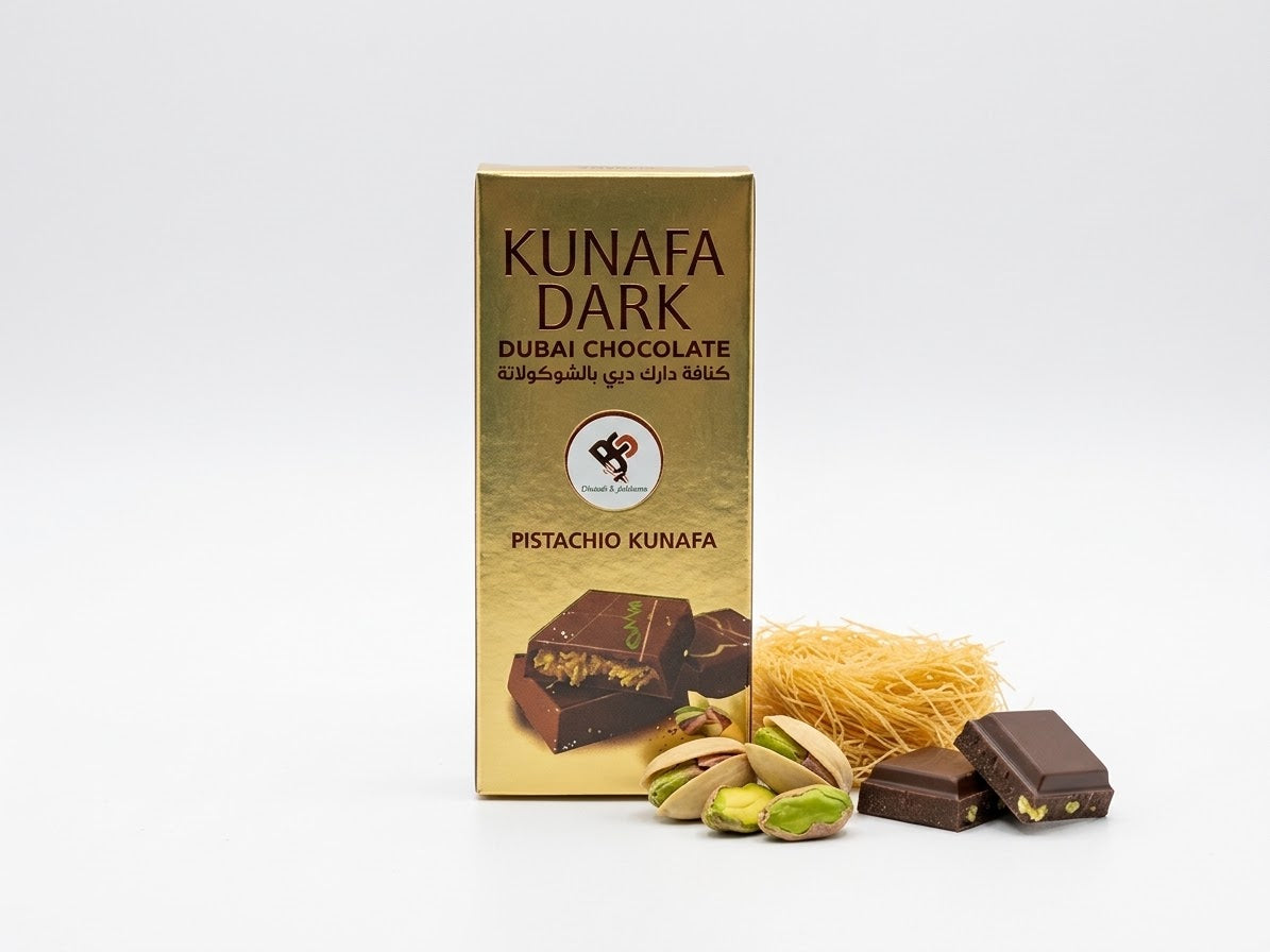 Tablette de Chocolat Noir de Dubaï au Kunafa et Pistache _ 100 grs