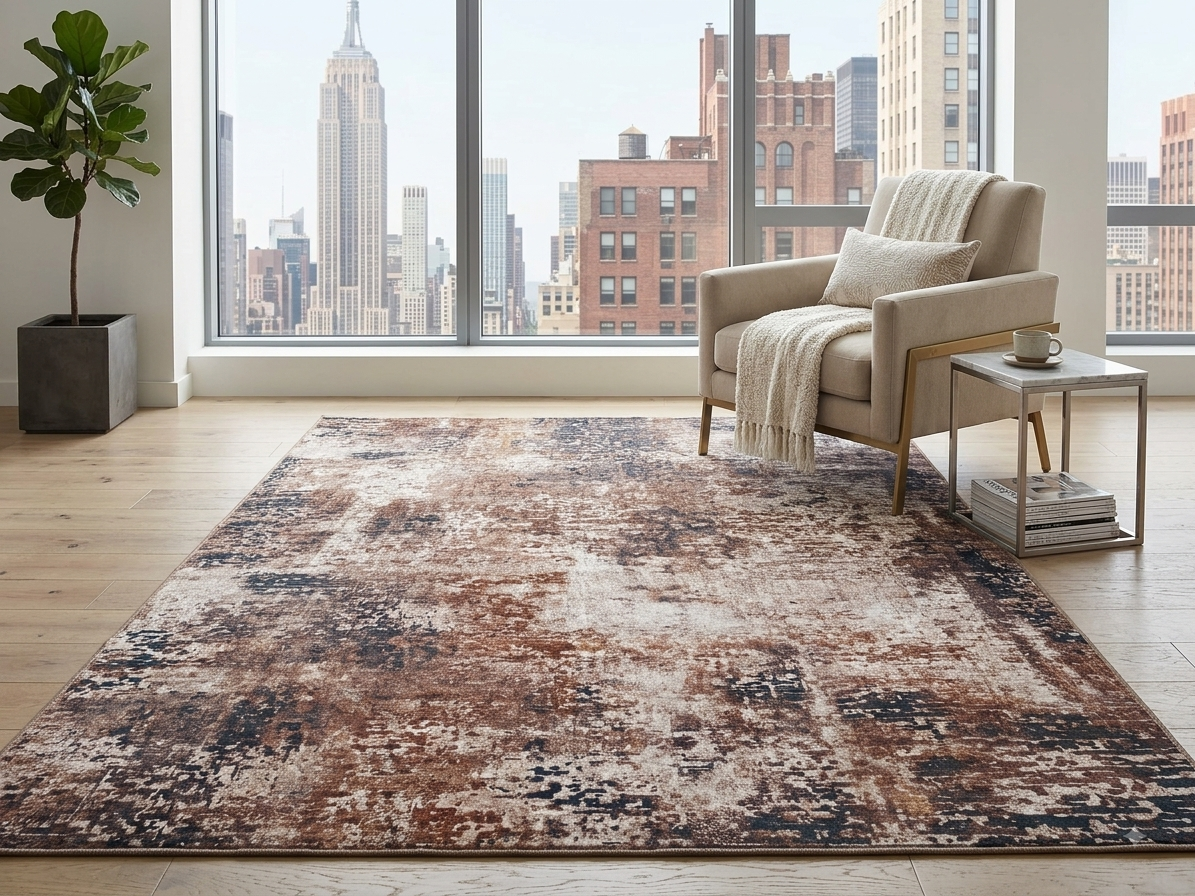 Tapis Woven Abstrait Bronze & Carbon — 240 × 150cm