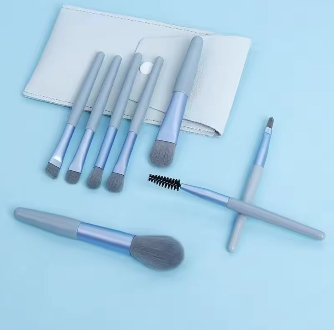 Mini Kit de 8 Pinceaux de make-up Maquillage & Pochette Kit de Voyage