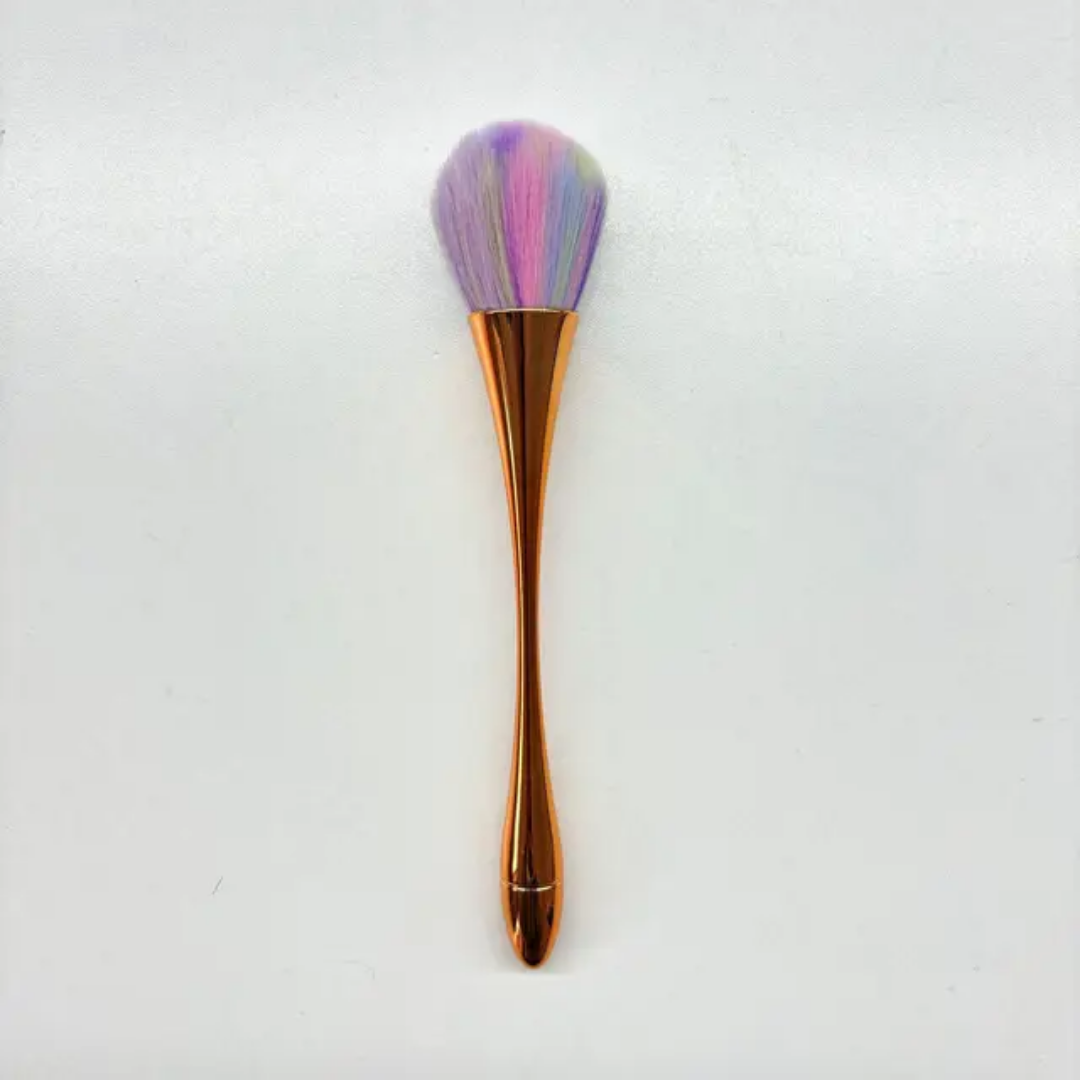 Pinceau Poudre XL Magique - Manche Métallisé Ergonomique & Poils Multicolores