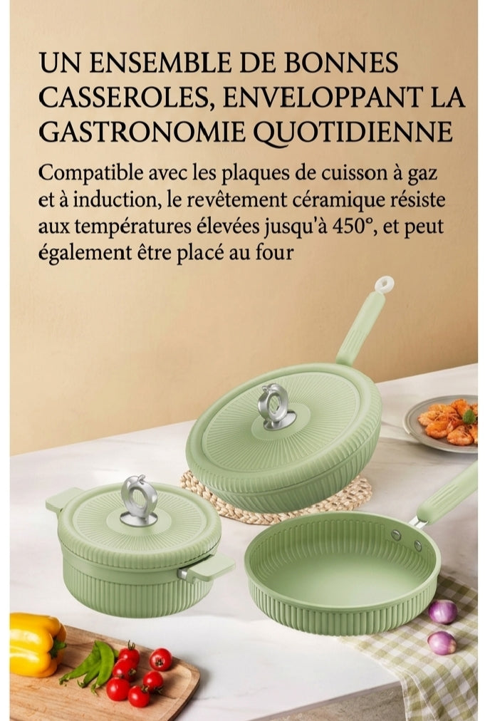 Set de cuisine complet "Urban Lady" - DSTT DSLXSHTZ3, Revêtement Céramique Antiadhésif - 3 Pièces