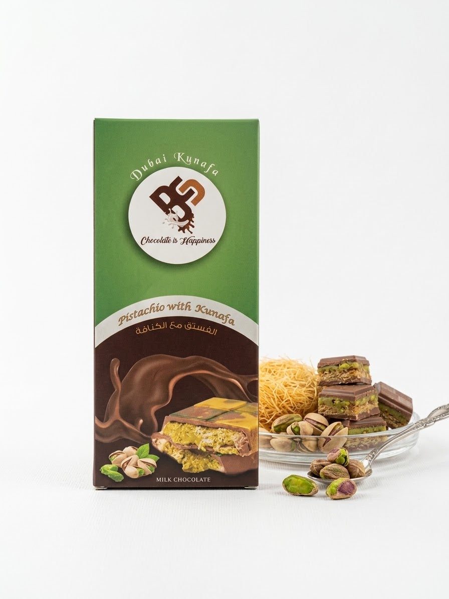 Tablette de Chocolat de Dubaï au Kunafa et Pistache _ 100 grs