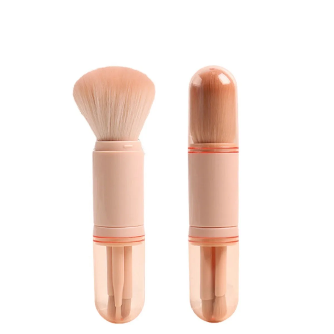 Pinceau de Maquillage Multi-Fonctions 4-en-1 - Design Capsule de Voyage